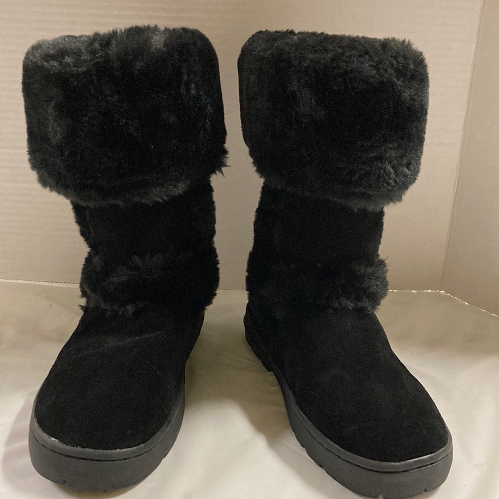 Style & Co Witty Cold Weather Boots Women’s Sz 7 Black Mid Calf Faux Fur Lining